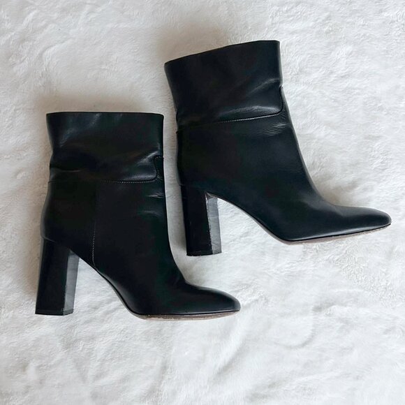 Tory Burch Booties 8 M Black Ankle Boots Leather Heel 3.5 Inch - Picture 9 of 10